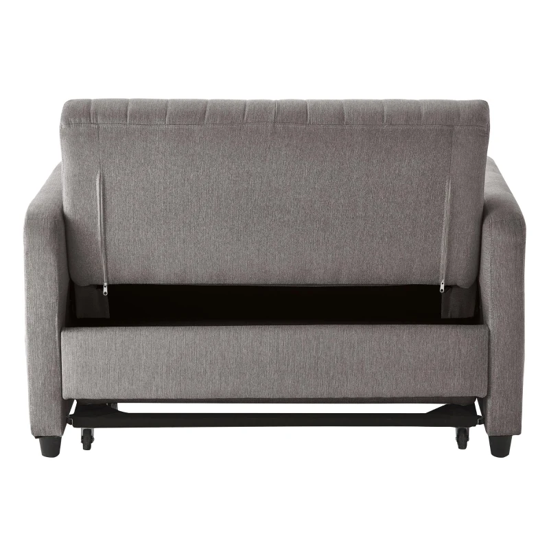 Divano pieghevole a due posti, rivestimento in cotone e lino, 114x77x82,5 cm, Grigio