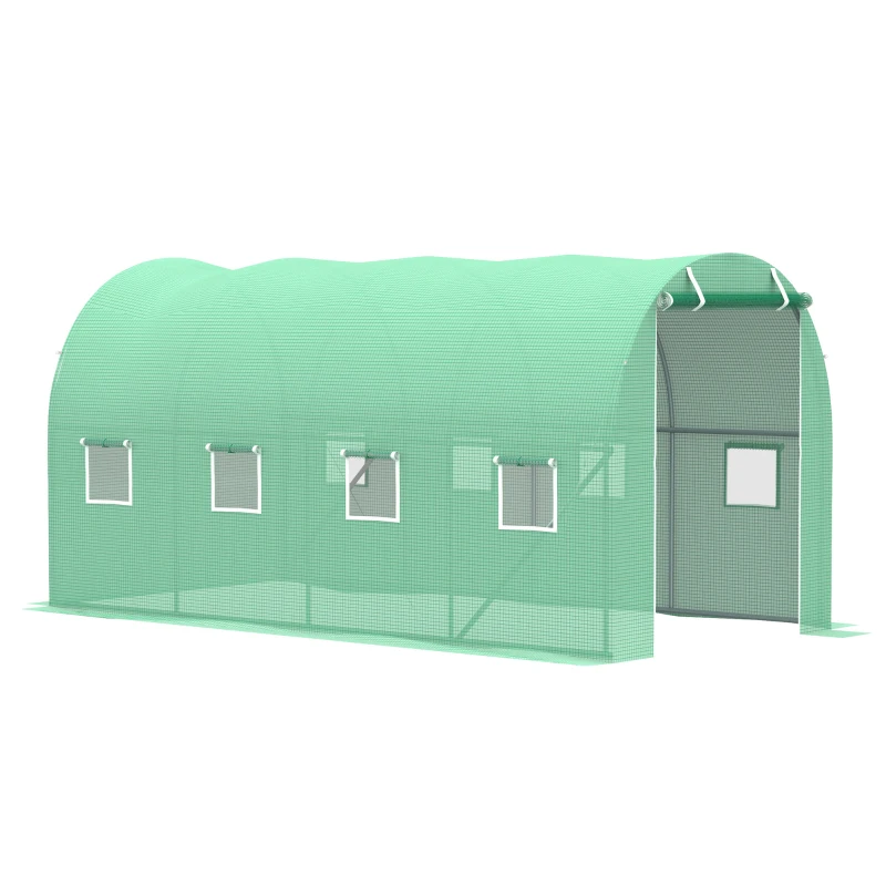 Outsunny Walk-in Polytunnel Greenhouse, Outdoor Garden Plant Shelter with Windows and Doors (4 x 2M)