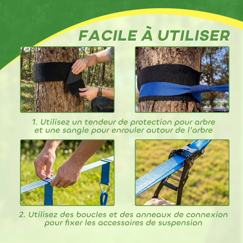 AIYAPLAY Parcours d'obstacles Ninja pour enfants 10 M kit de tyrolienne complet charge 100 kg, installation facile, multicolore