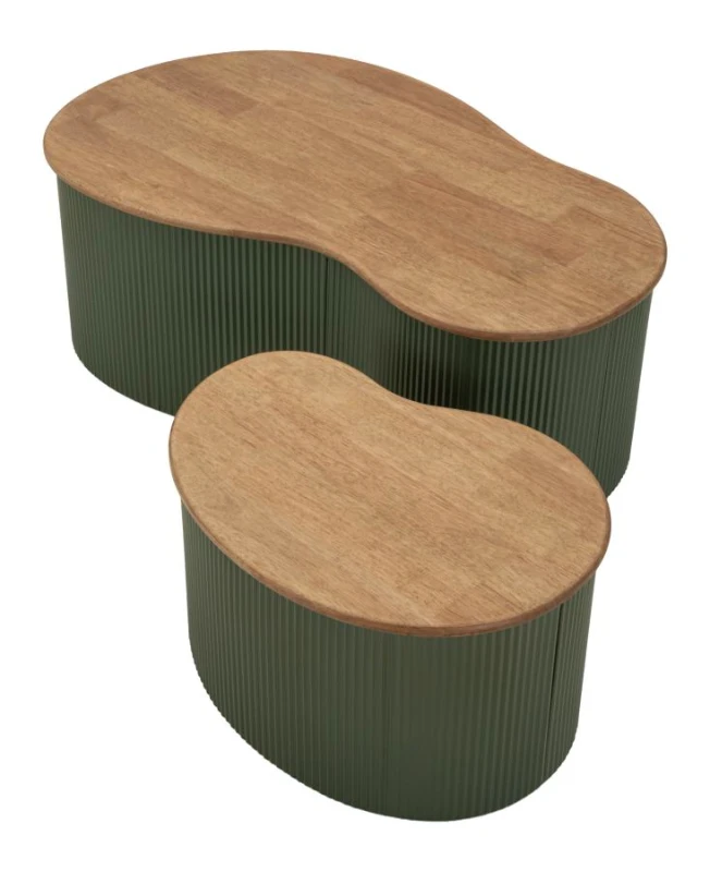 Mauro Ferretti Set de măsuță de cafea Frankfurt verde 2 bucăți cm 87x53x32-50x35x28