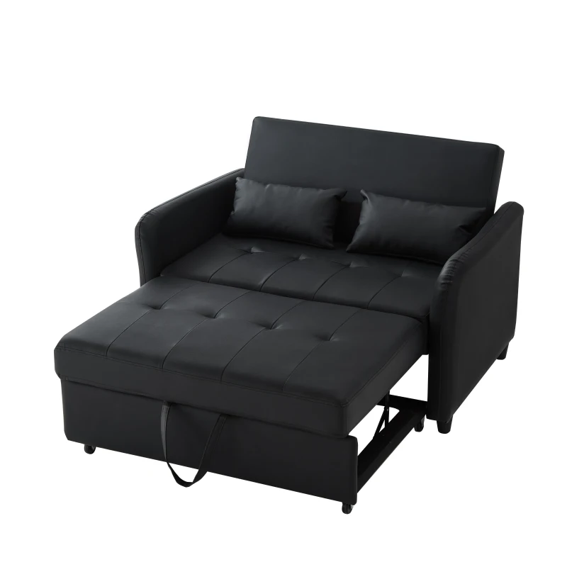 Divano letto estraibile, rivestimento in PU idrorepellente, 122x83x82 cm, Nero anticato