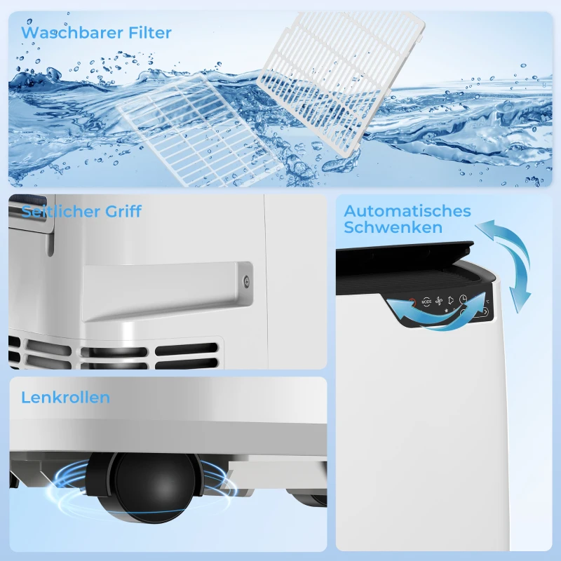 HOMCOM Tragbare Klimaanlage 12000 BTU, Klimagerät mit Kühl-, Entfeuchtungs-, Ventilator- , Schlafmodus, WiFi Sprachsteuerung