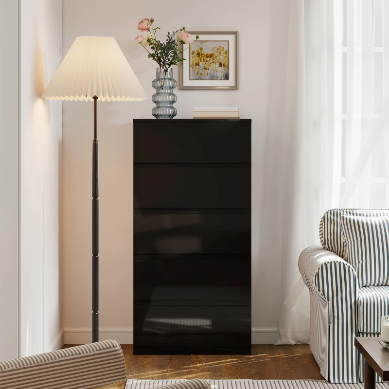 HOMCOM Chest of Drawers, 5-Drawer Storage Cabinets, Modern Dresser, Storage Drawer Unit for Bedroom