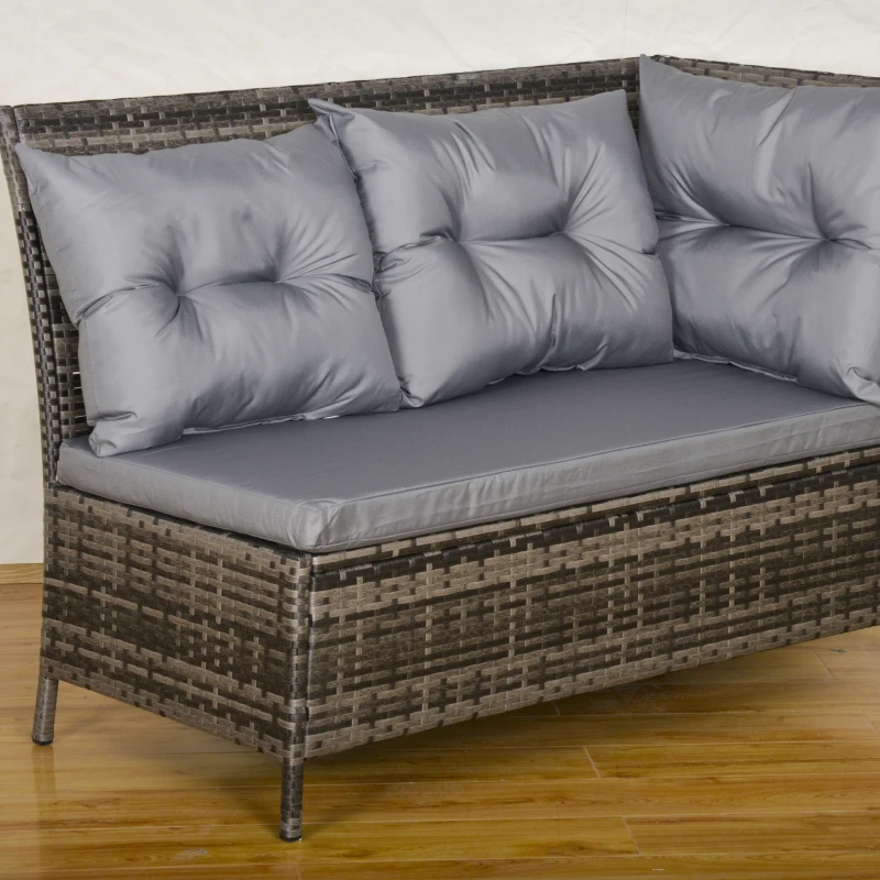 Outsunny 8 Seater Patio wicker Sofa Set ,Outdoor Couch with Table & Cushions, Grey