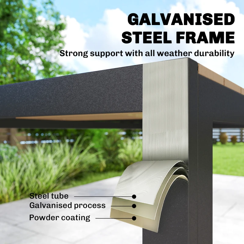 Outsunny 7-częściowy zestaw mebli ogrodowych, zestaw jadalniany z 1 stołem, 6 krzesłami, poduszkami, na taras, imitacja drewna