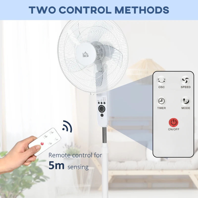 HOMCOM Statiefventilator ventilator afstandsbediening in hoogte verstelbaar 3 snelheden