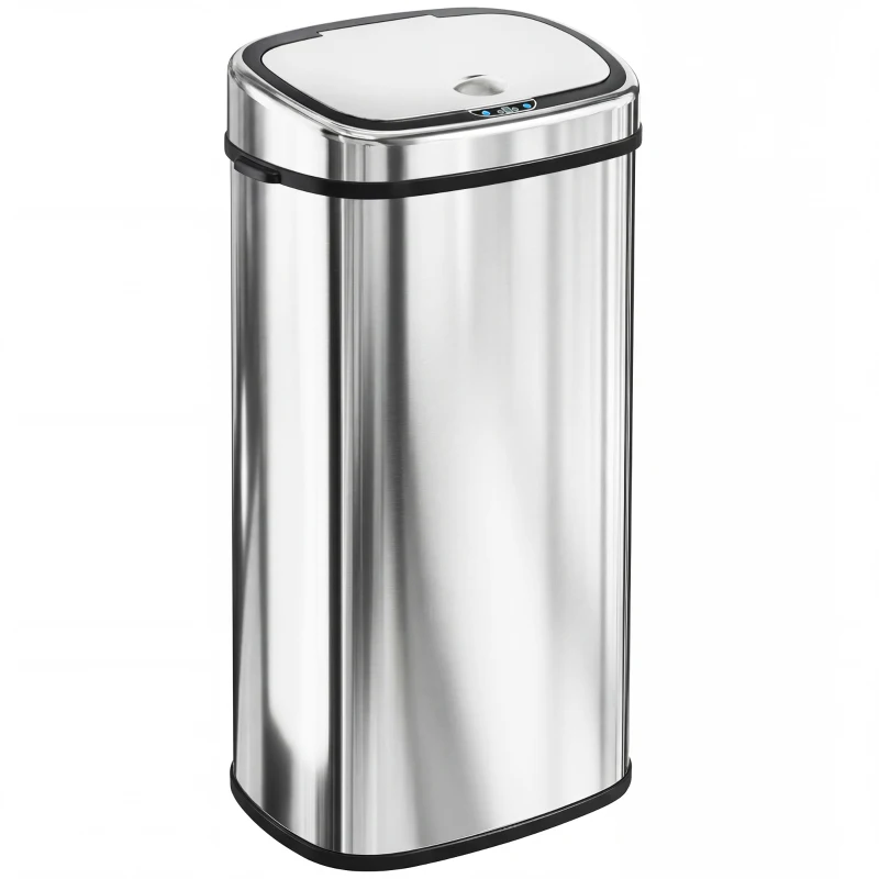 HOMCOM 68L Automatic Sensor Bin, Touchless Stainless Steel Kitchen Rubbish Bin, Hands-Free Infrared Waste Dustbin, Motion Trash Can with Manual Button for Home Office, Silver