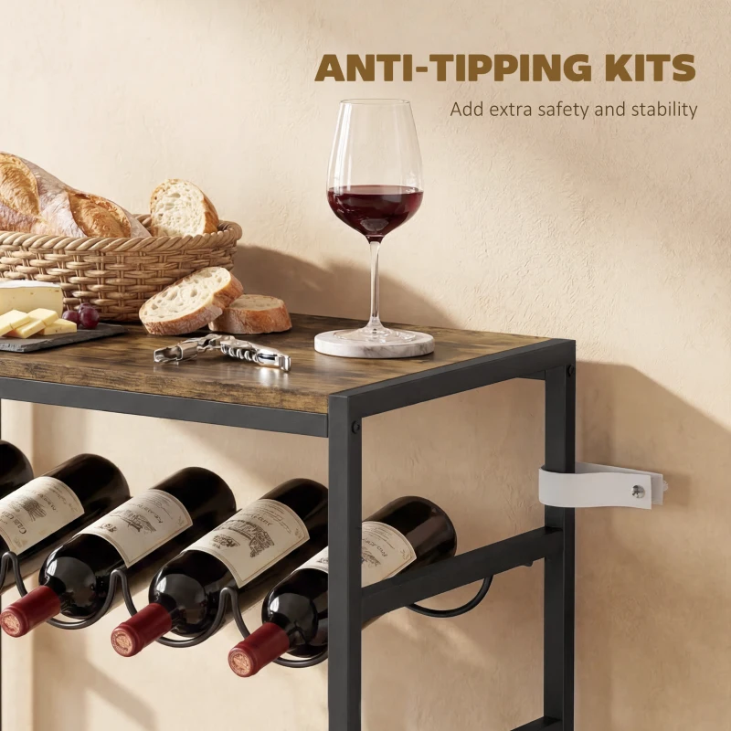 HOMCOM Stojak na wino na 30 butelek wolnostojący stojak z metalu do piwnicy, magazynu, 59 x 30 x 88,5 cm Rustykalny brąz
