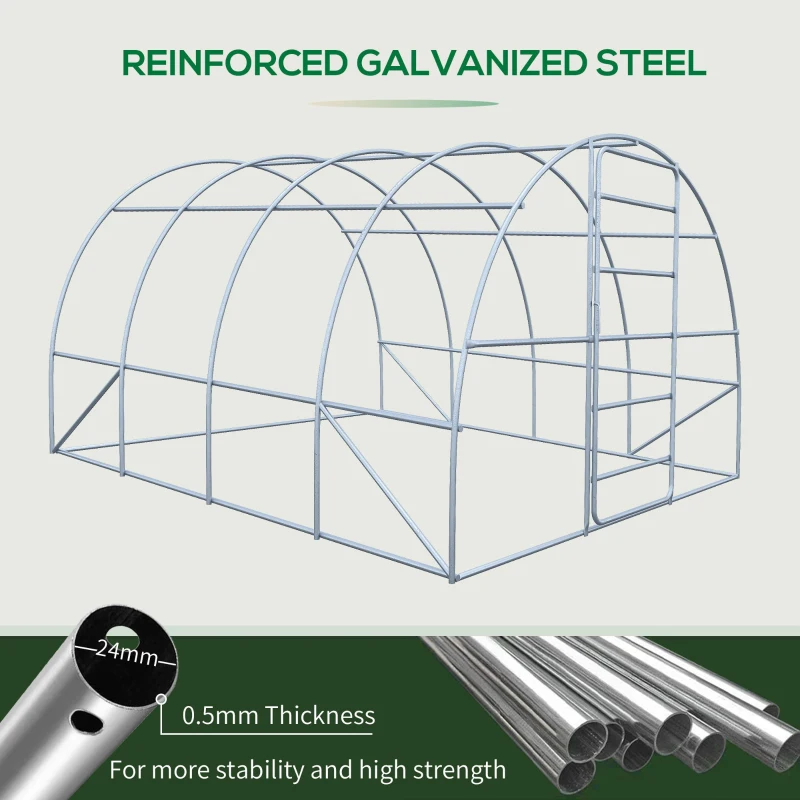 Outsunny Reinforced Walk in Polytunnel Greenhouse, 4x3x2 m