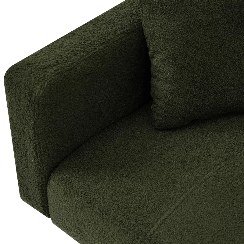 Divano letto con funzione letto, schienale regolabile, gambe dorate, rivestimento in sherpa, 175x64x72 cm, Verde
