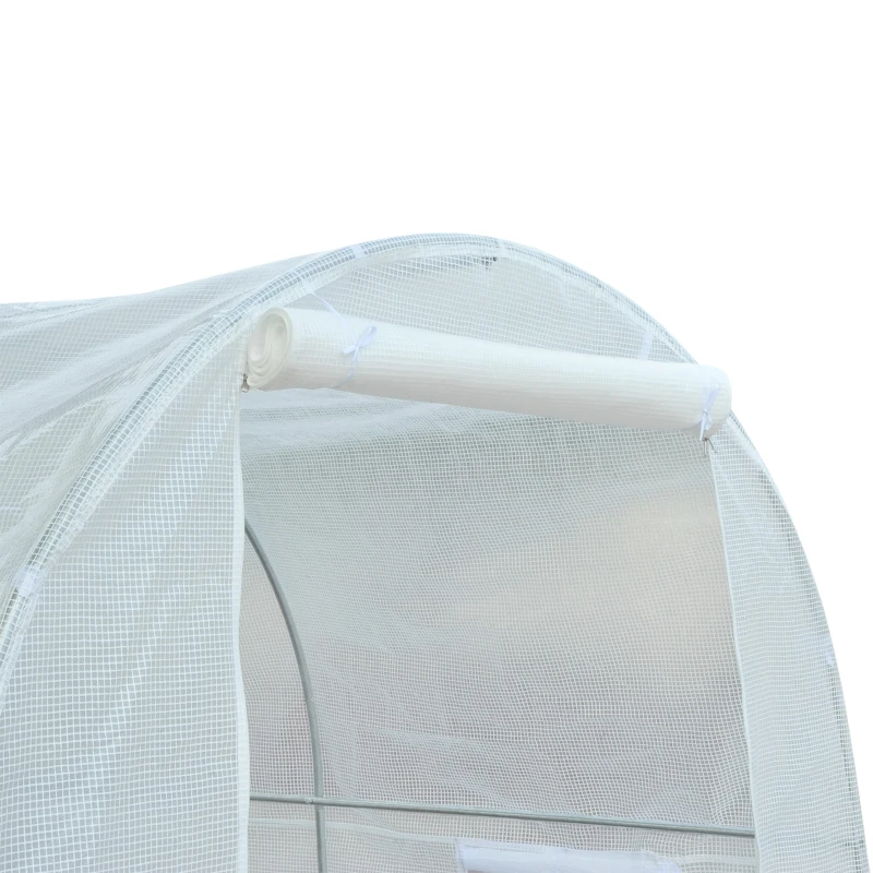Outsunny 2.5 x 2 x 2 m Large Walk-In Tunnel Greenhouse, Outdoor Polytunnel Plant Shelter, Galvanised Steel Frame, White