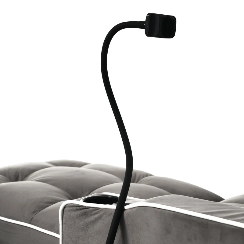 Divano letto estraibile 3-in-1, con portabicchieri e porta smartphone, rivestimento in velluto, struttura in metallo, 83x167x76 cm, Grigio scuro