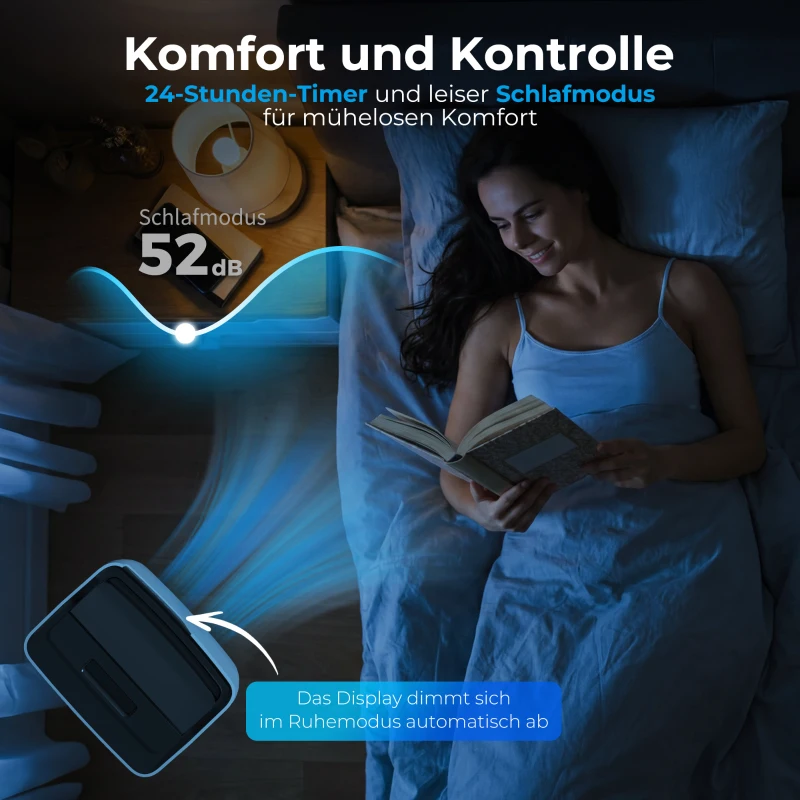 HOMCOM Tragbare Klimaanlage 12000 BTU, Klimagerät mit Kühl-, Entfeuchtungs-, Ventilator- , Schlafmodus, WiFi Sprachsteuerung
