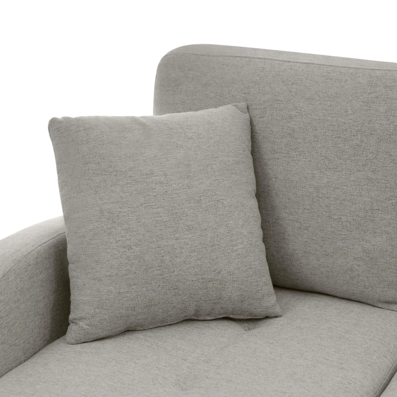 Divano angolare a forma di L con chaise longue, rivestimento in cotone-lino, cuscini inclusi, 166x118x77 cm, Grigio