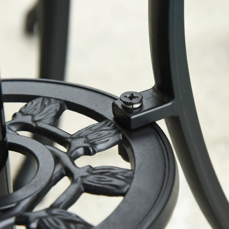Outsunny Three-Piece Aluminium Floral Bistro Garden Set - Black
