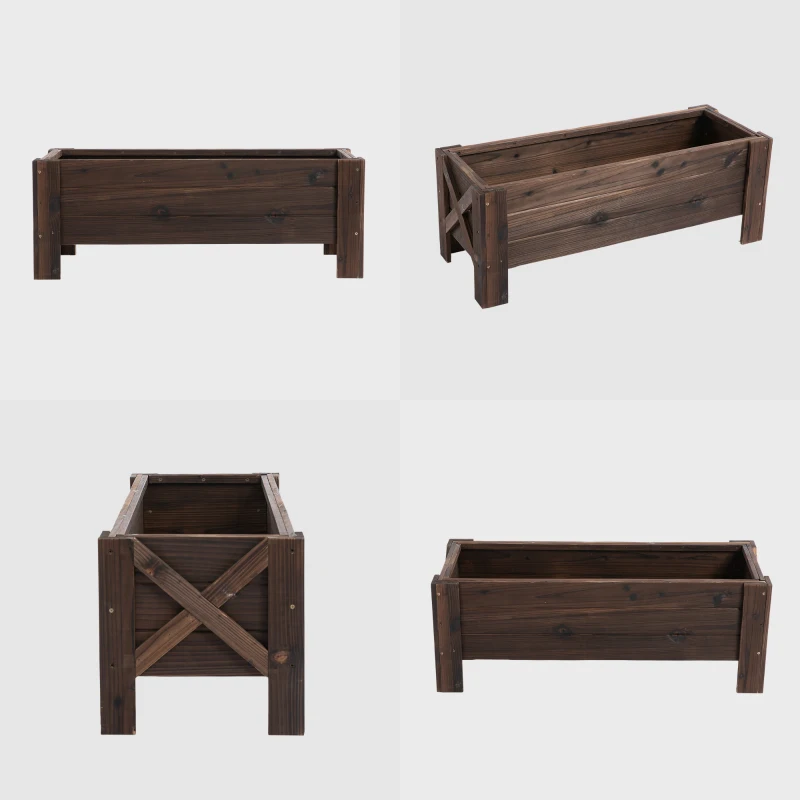 Outsunny ghiveci din lemn pentru plante, 100x36.5x36 cm, maro