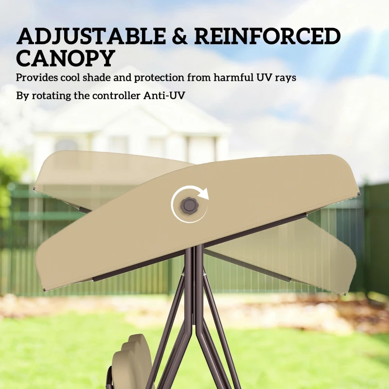 Outsunny Three-Seater Garden Swing Chair - Brown