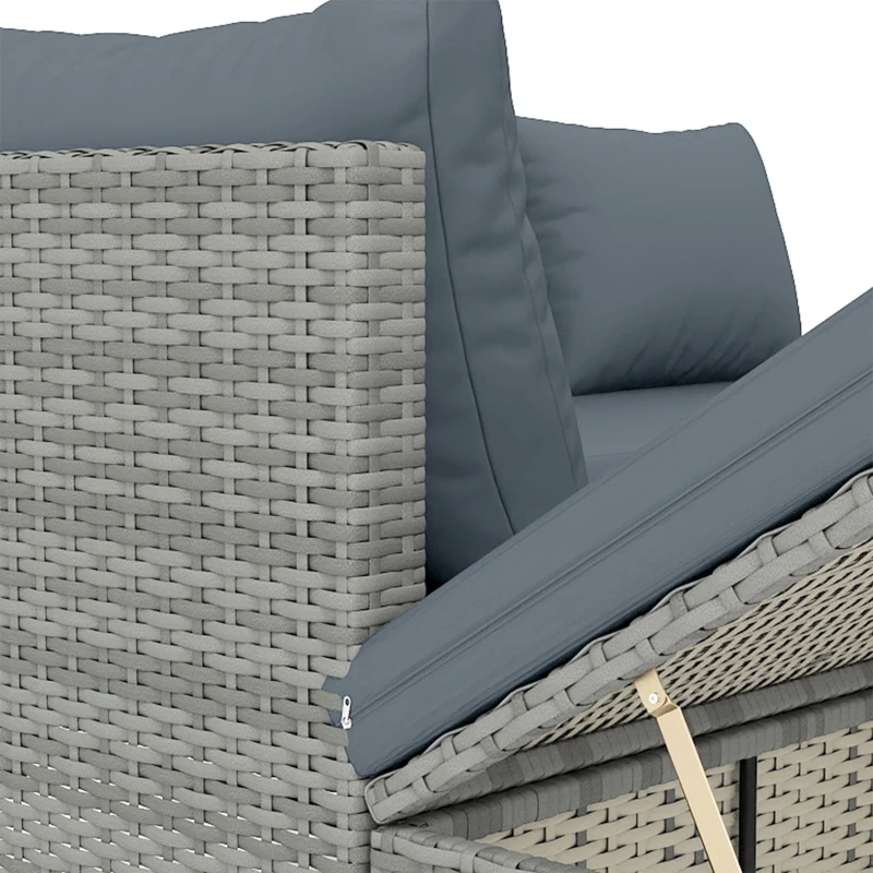 Outsunny Conjunto de Jardim em Vime PE de 3 Peças com Encosto Ajustável Sofá de 3 Lugares Sofá de 2 Lugares e Mesa Cinzento