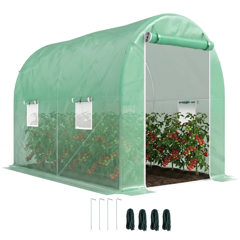 Outsunny 300 x 195cm Walk-In Tunnel Greenhouse - Green