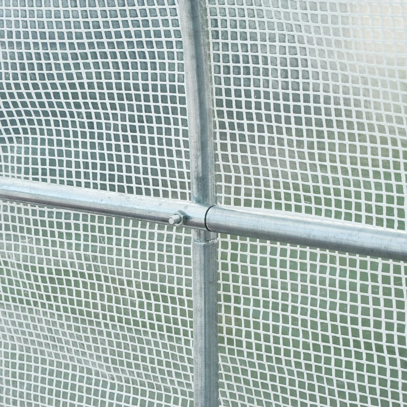 Outsunny 2.5 x 2 x 2 m Large Walk-In Tunnel Greenhouse, Outdoor Polytunnel Plant Shelter, Galvanised Steel Frame, White