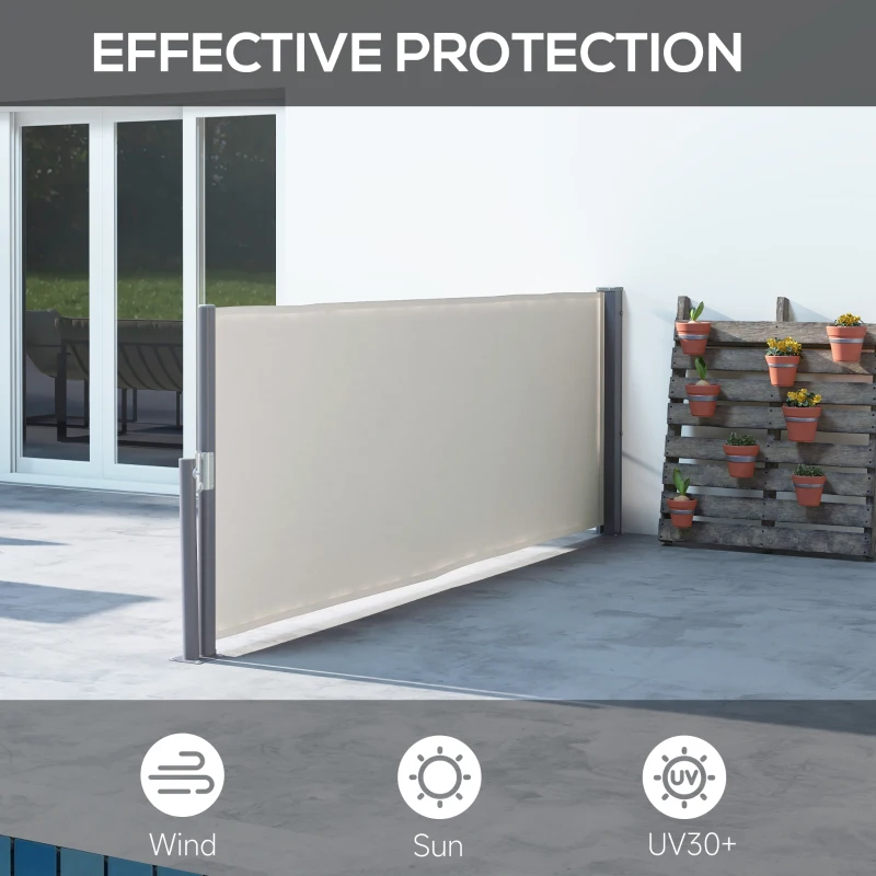 Outsunny Parawan boczny, rozsuwany, osłona, aluminium/poliester, 3 x 1 m, jasnoszary
