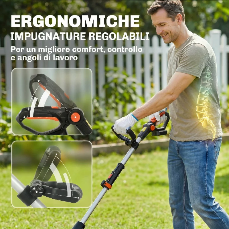 Outsunny Motocoltivatore da Giardino, Larghezza 20 cm, Profondità 18 cm (Batteria e Caricabatterie Esclusi)