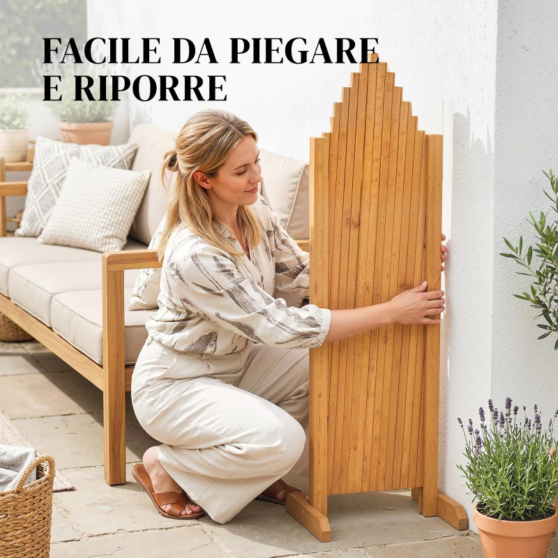 Outsunny 2 Pannelli Recinzione Espandibili, Giardino in Legno, 180x30x103 cm, Marrone