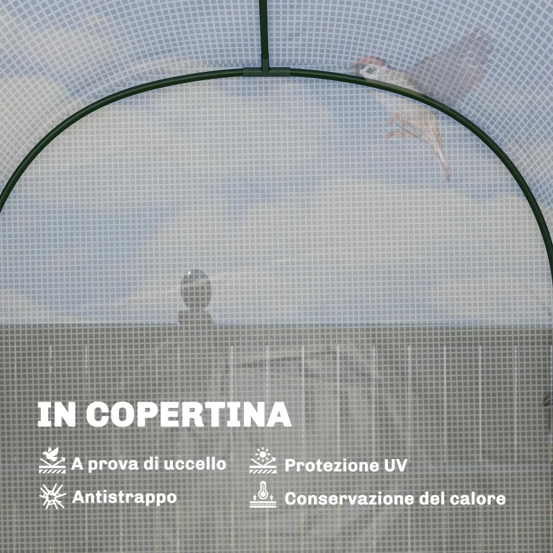 Outsunny Serra da Giardino con Scaffali a 2 Livelli e Porta Avvolgibile, in Acciaio e PE, 123x187x189 cm, Bianco