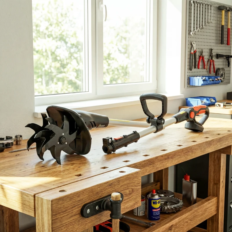 Outsunny Motocoltivatore da Giardino, Larghezza 20 cm, Profondità 18 cm (Batteria e Caricabatterie Esclusi)