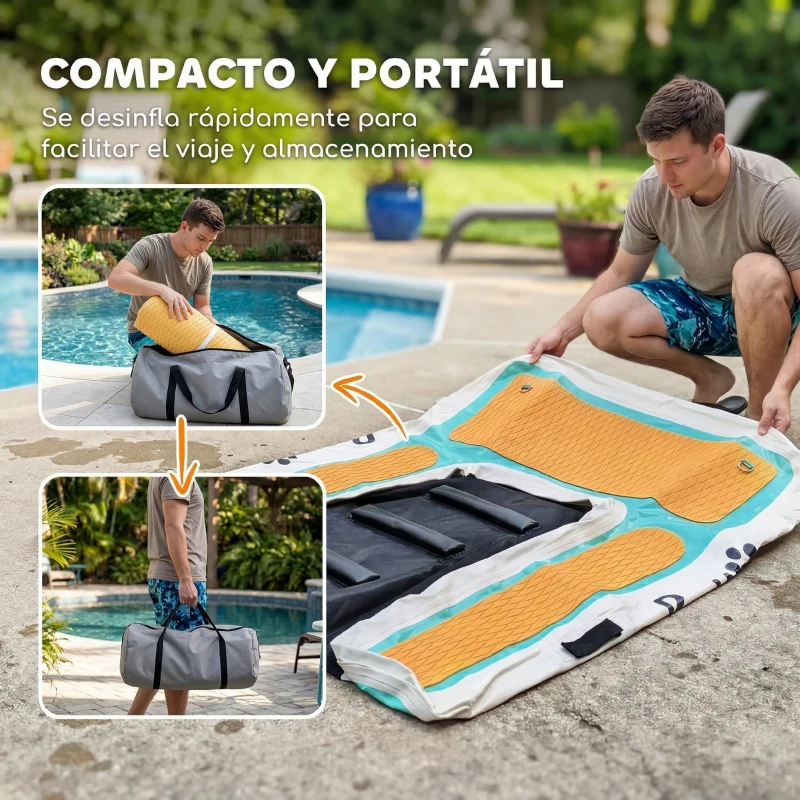 PawHut Rampa de Agua Hinchable para Perros para Piscina Barcos Lagos 151x102 cm con Superficie Antideslizante de EVA