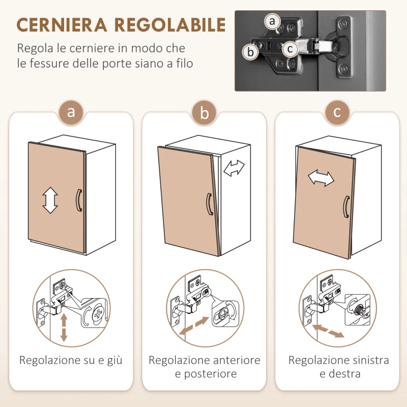 HOMCOM Mobile Dispensa Stile Country con Mensole Regolabili, Armadietti e Cassetto, in Legno, 101x39x180 cm, Grigio