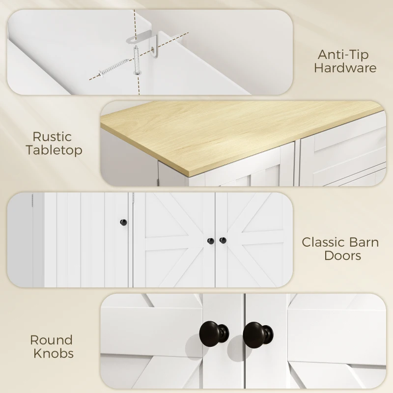 HOMCOM Buffet, commode de cuisine style campagne avec portes coulissantes, 1 tiroir, 2 étagères réglables, étagères de porte