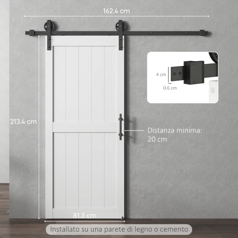 HOMCOM Porta Scorrevole Porta da Interno Stile Industriale, 81.3x213.4cm, Legno