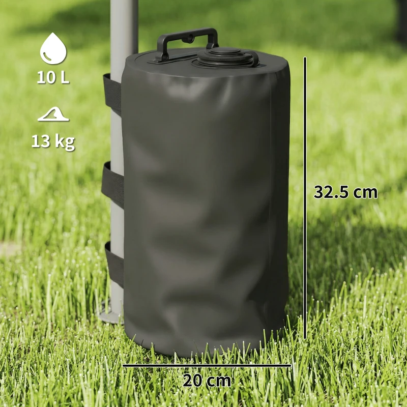Outsunny Set 4 Zavorre per Gazebo con Maniglie e Cinghie a Strappo, Ø20x32.5cm, Nero