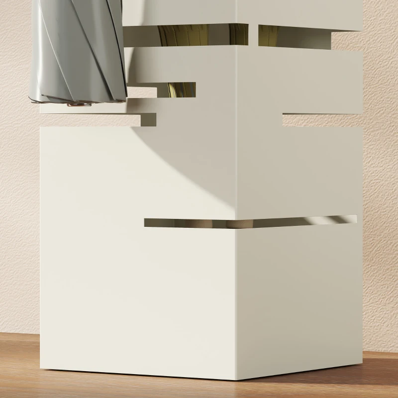 HOMCOM Portaombrelli Quadrato in Metallo con Vassoio Antigoccia Rimovibile e 4 Ganci, 15.5x15.5x49 cm, Beige