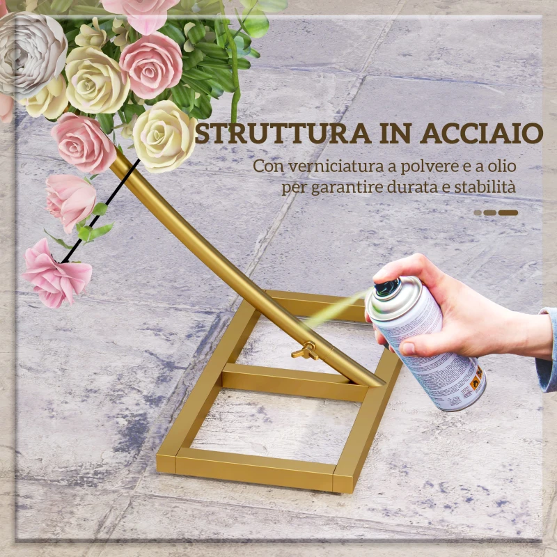 Outsunny Arco da Giardino in Acciaio, Archetto Nuziale per Palloncini e Piante Rampicanti per Cerimonie, Compleanni ed Eventi, Oro