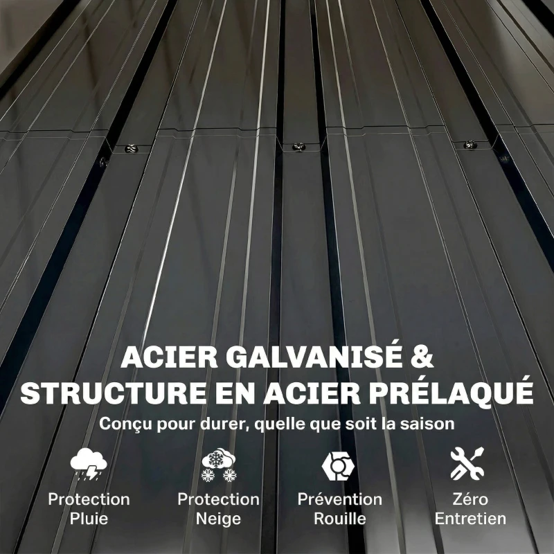 Outsunny Abri de Jardin Armoire de Jardin 0,69m² Toit Incliné Porte Verrouillable et Barres de Soutien 83x89x163cm Gris Anthracite