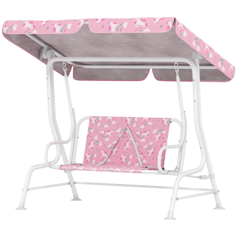 AIYAPLAY Dondolo per Bambini Altalena da Giardino 2 Posti 112x75x120 cm Rosa