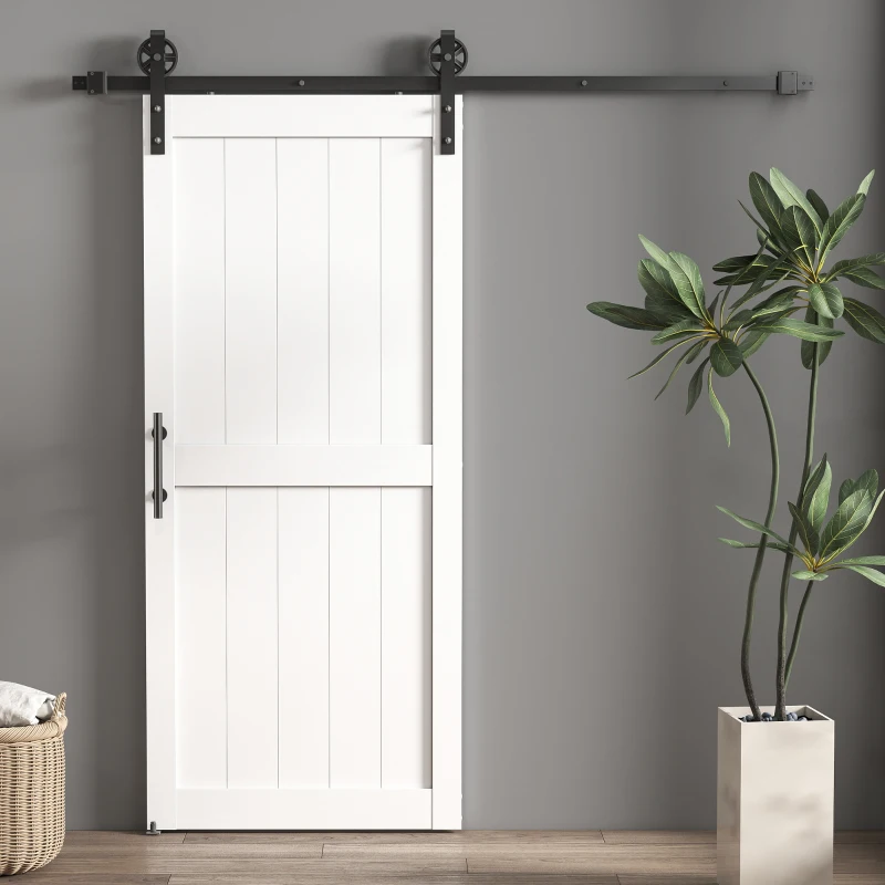 HOMCOM Porta Scorrevole Porta da Interno Stile Industriale, 81.3x213.4cm, Legno