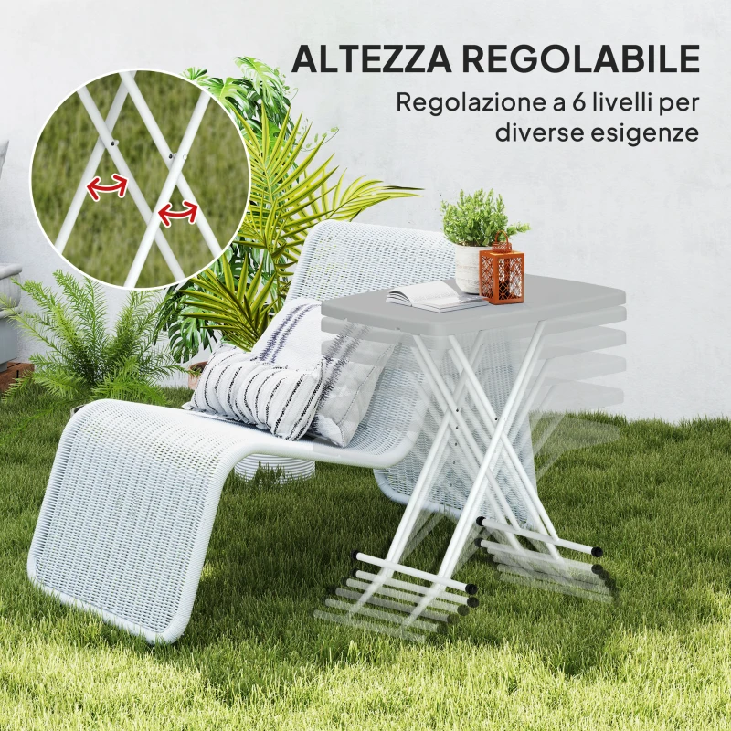 Outsunny Tavolino da Giardino Pieghevole ad Altezza Regolabile, in Metallo e HDPE, 76x50x74 cm, Grigio Scuro