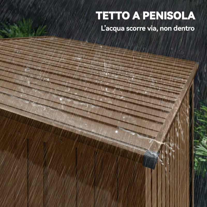 Outsunny Casetta da Giardino in Metallo con Prese d'Aria e Porta Scorrevole, 159x106x181 cm, Marrone