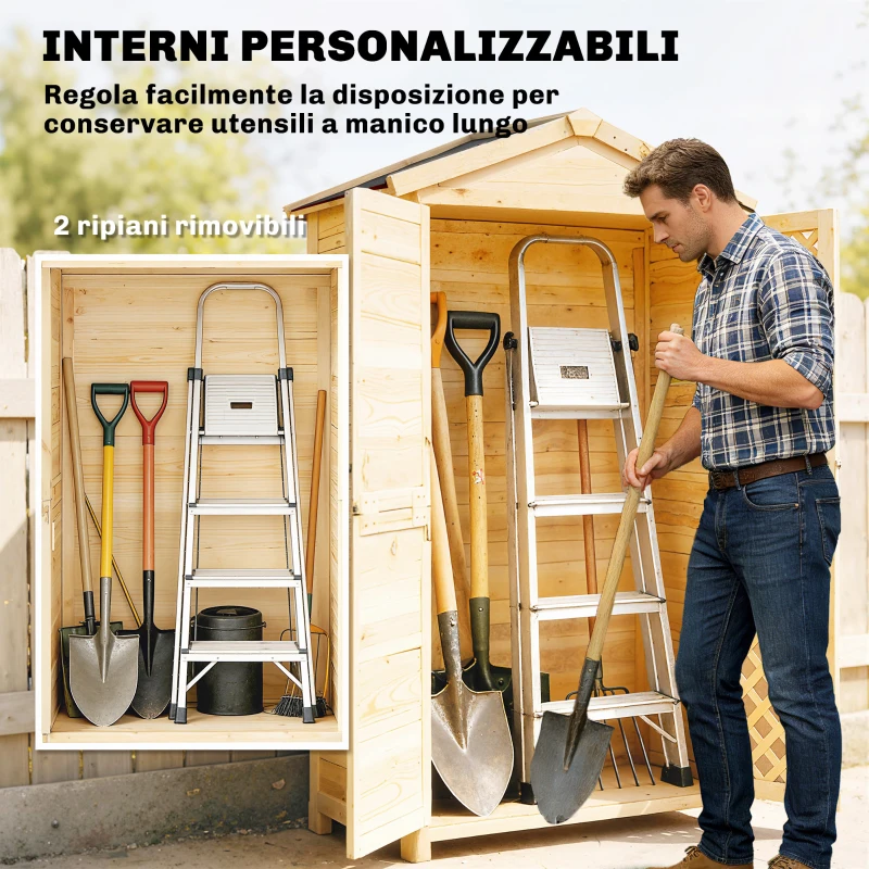 Outsunny Armadio Esterno: Casetta Giardino con Porta Ventilata e Kit Antiribaltamento.