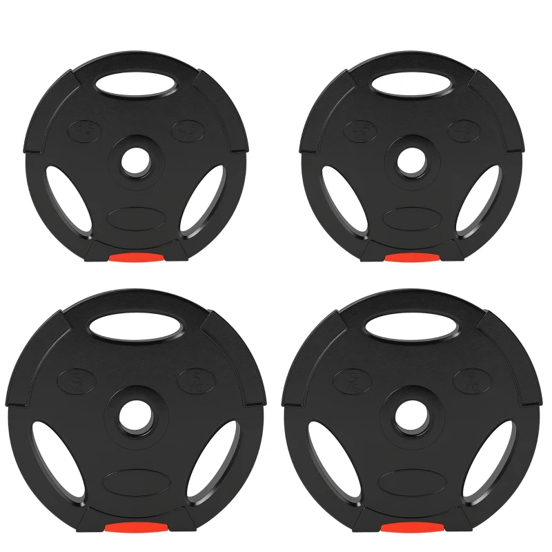 SPORTNOW Kit Pesi con 2 Dischi da 5 kg e 2 Dischi da 2.5 kg in Polipropilene e Sabbia, Ø27x4.5 cm e Ø24x3.5 cm, Nero