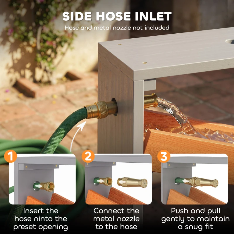 AIYAPLAY Stół do zabawy z piaskiem i wodą, drewniany stół wodny, stół do zabawy z wodą z wodnym kanałem, 2 pojemniki, piaskownica dla dzieci 3–8 lat, szary