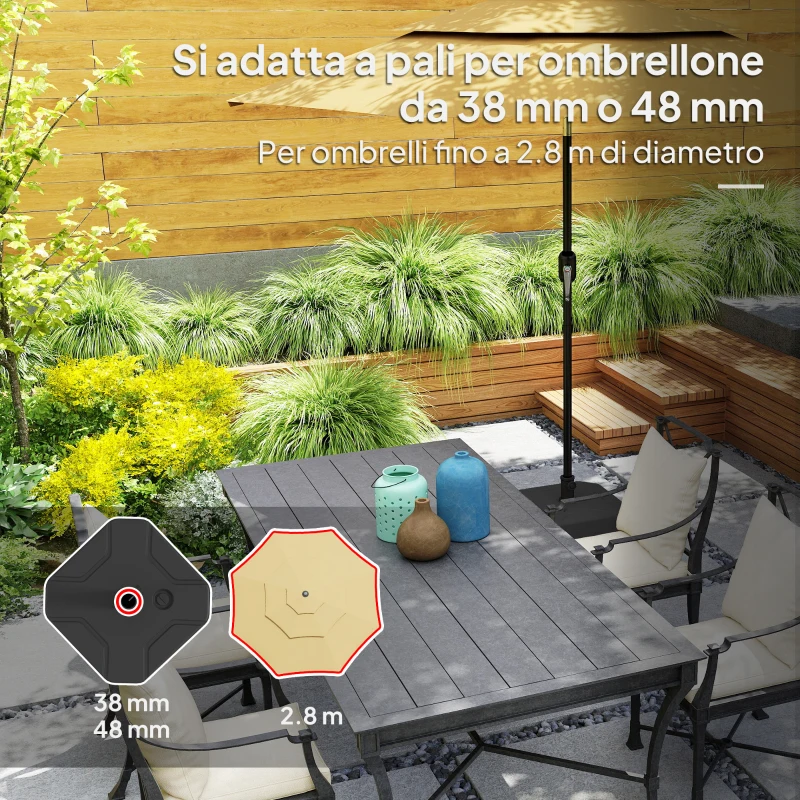 Outsunny Base per Ombrellone Quadrata Riempibile con Sabbia o Acqua fino a 25kg, Nero