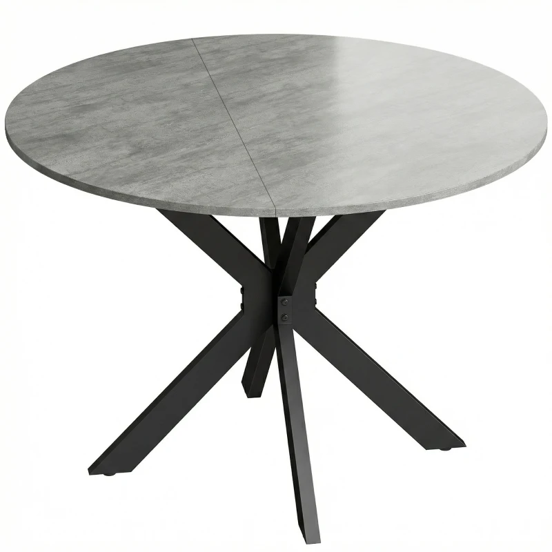 HOMCOM Table à manger pliante pour 2-6 personnes, table ronde pliante avec cadre en acier double X, plateau épais, gris ciment