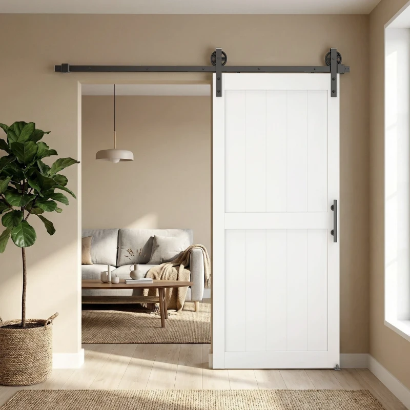 HOMCOM Porta Scorrevole Porta da Interno Stile Industriale, 81.3x213.4cm, Legno