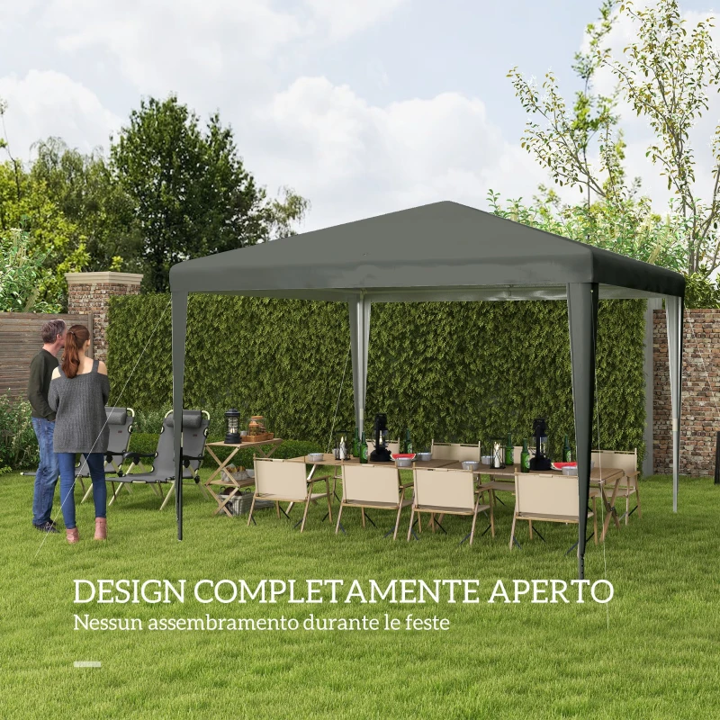 Outsunny Gazebo da Giardino 3x3m Pieghevole e Portatile per Feste con Copertura Anti UV, Grigio