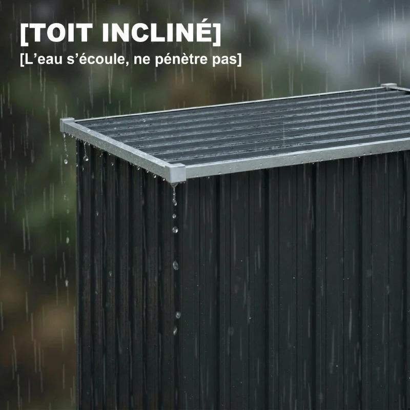 Outsunny Abri de Jardin Armoire de Jardin 0,69m² Toit Incliné Porte Verrouillable et Barres de Soutien 83x89x163cm Gris Anthracite
