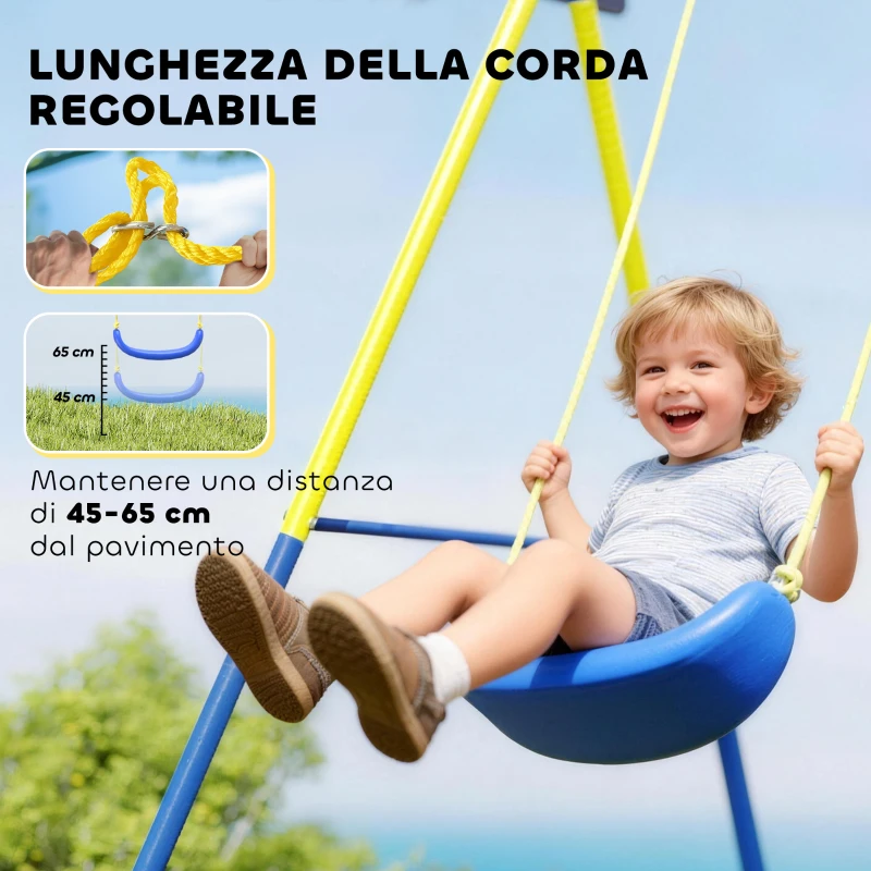 AIYAPLAY Set Altalena da Giardino 4 in 1 per Bambini 3-8 Anni con 2 Altalene, Canestro e Porta da Calcio